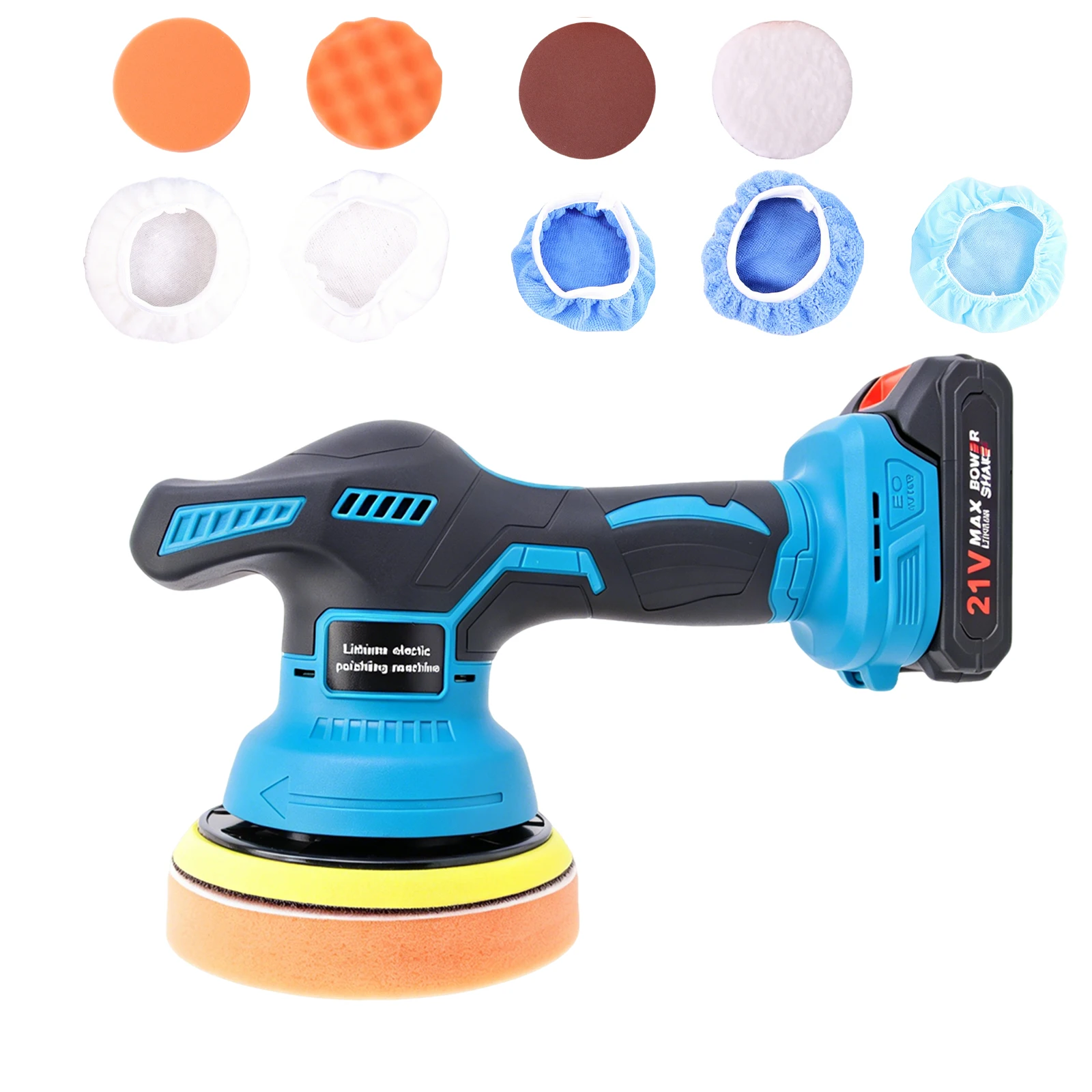 6000rpm-8gears-digital-display-cordless-150mm-brushed-car-polisher-waxing-sanding-blue-for-makita-18v-battery-pin