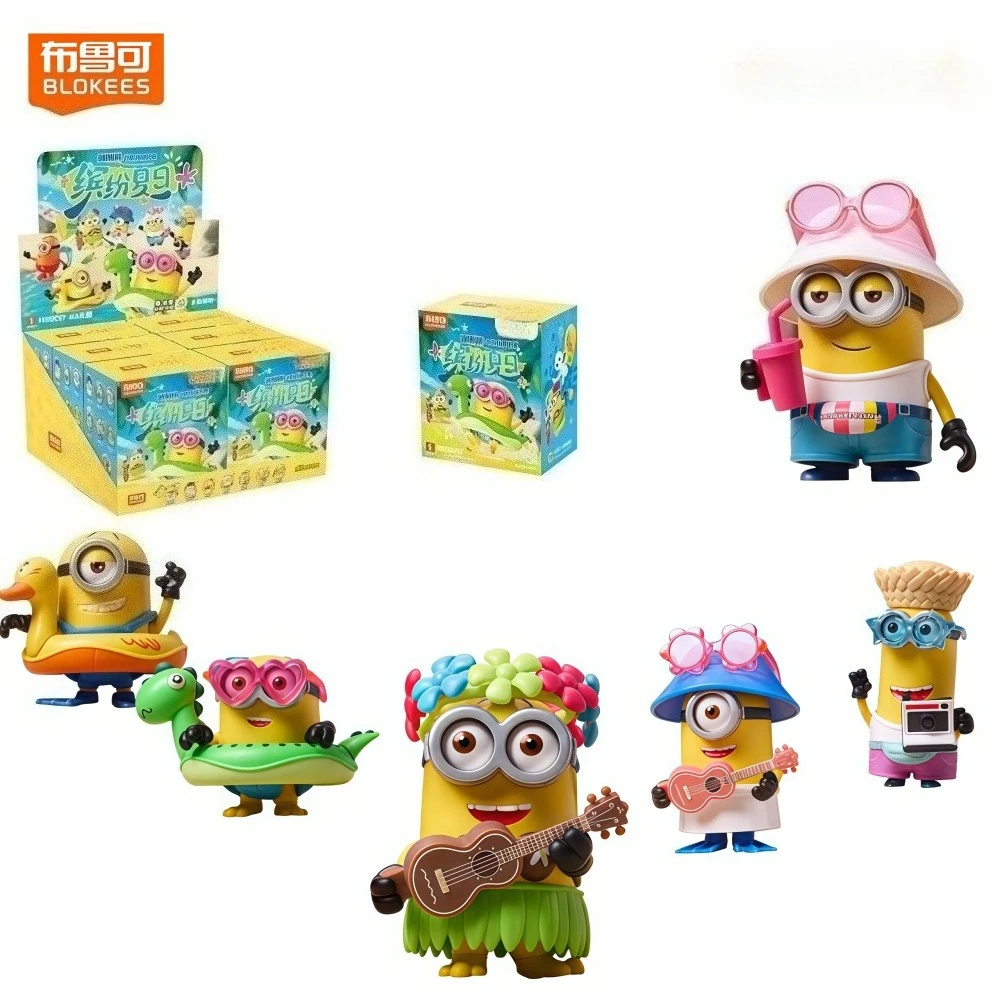 Novo blokees minions bloco de construção brinquedo bob dave phil homem das cavernas kevin tim stewart figuras ação modelo caixa cega crianças presente aniversário
