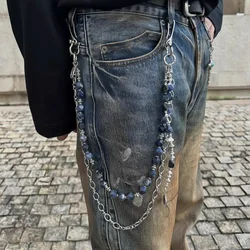 Three In One Combination Punk Pants Chain Peacock Green Metal Concise Men And Women Key Chain One's Waist luxurious Accessories