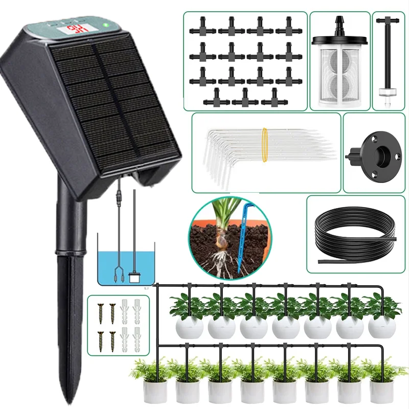 Système d'arrosage automatique solaire d'irrigation solaire Kit d'irrigation goutte à goutte automatique à énergie solaire dispositifs d'arrosage automatique avec capteur d'eau
