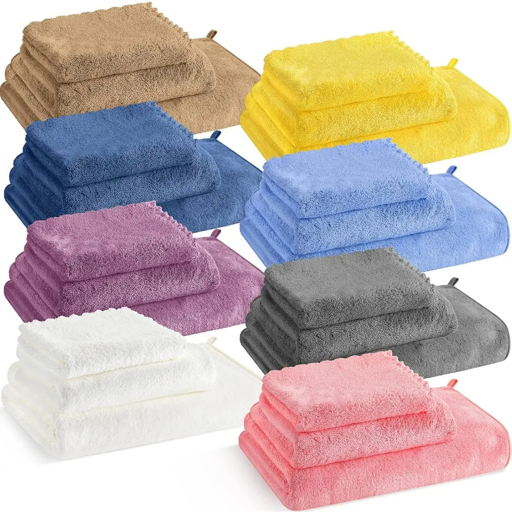 

24 Piece Towels Set, Bath Towels Bulk Include Hand Towels, Washcloths, Bath Towel Set, Microfiber Coral Velvet Absorbent Towels