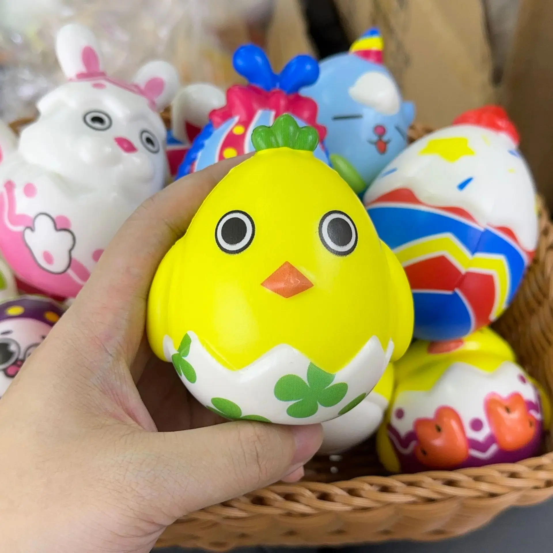 6pcs/bag Cute Easter Bunny Eggs Stress Sensory Toys Easter Party Favor Kids Gifts Rewards Egg Basket Stuffer Goodies Fillers