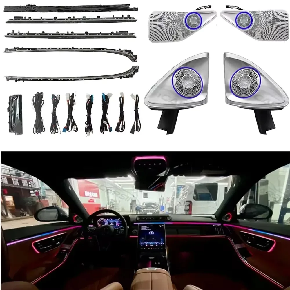 

Upgrade 64 Colors LED Car Interior Ambient Lighting for Mercedes Benz S-class W223 2023+ Atmosphere Strip Accessories