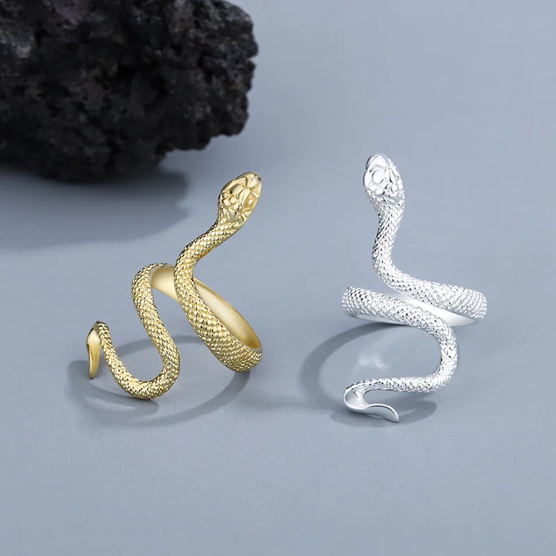 

New in 925 Sterling Silver Gold Colour Entanglement Snake Adjustable Rings For Women Luxury Beautiful Jewelry Gifts Female