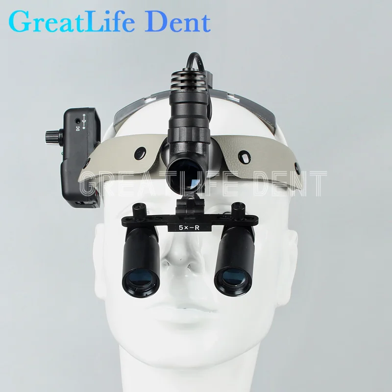 GreatLife Dent Led Wireless 4X 5X Dental Led Headlamp Surgical Dental Head Loupes Magnifying Glasses