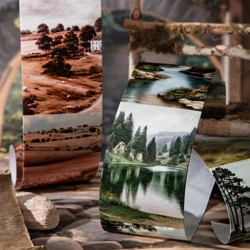 1 Roll/2 Roll Countryside Afternoon Series 6 Designs Vintage Decoration Materials DIY Scrapbook Base Washi Landscape Tape
