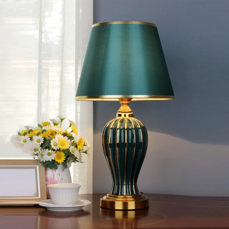 AiPaiTe Modern Resin LED Table Lamp Use Living Room Bedroom Study Room Multi Color Available Fabric Shade Table Lamps