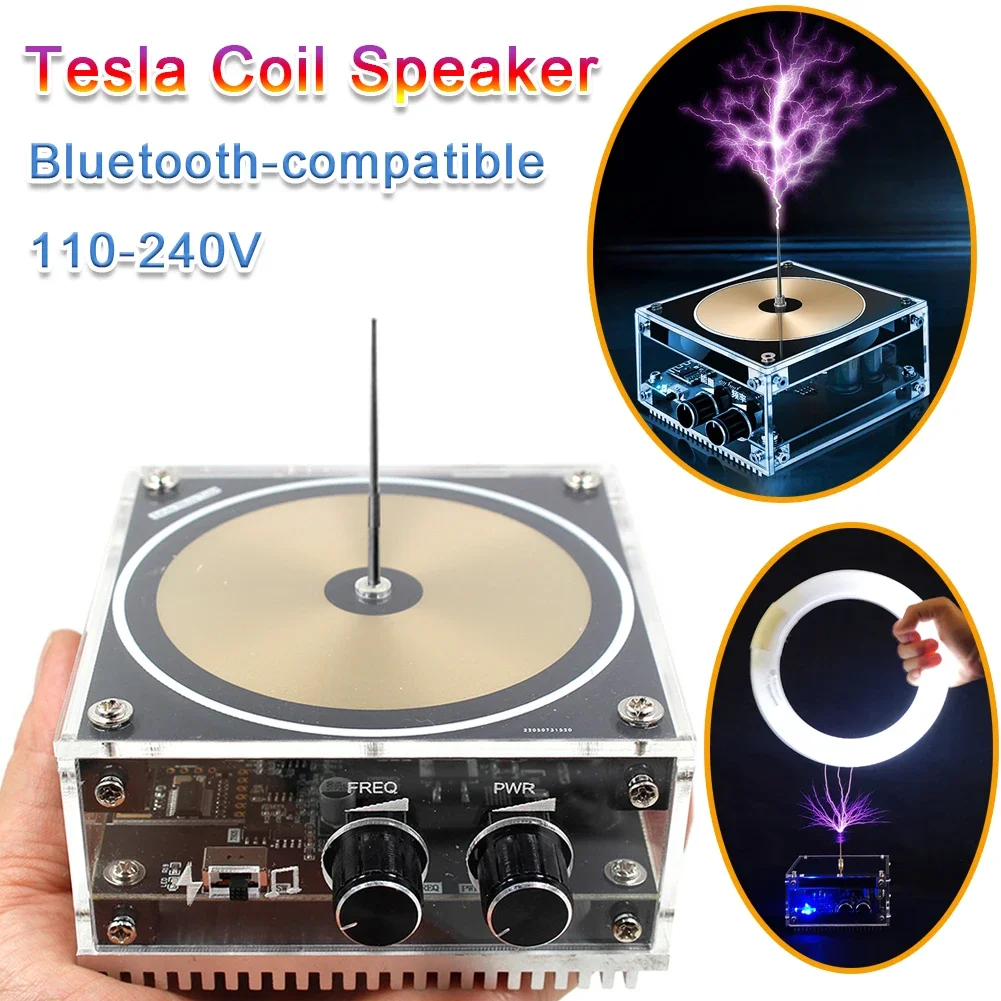 Bluetooth-compatible Music Tesla Coil AC110-240V Flat-panel Bluetooth Music Tesla Coil High Frequency Pulse Test Apparatus