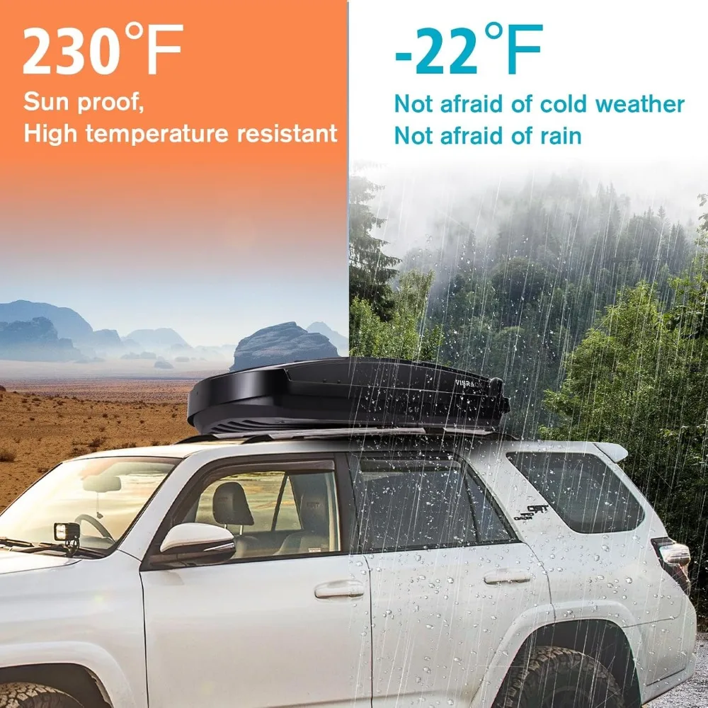 Hard Shell Roof Cargo Box, 16 Cu Ft Rooftop Cargo Carrier with Dual Side Opening, ABS PMMA Black Roof Box for Car SUV, 130 lbs C