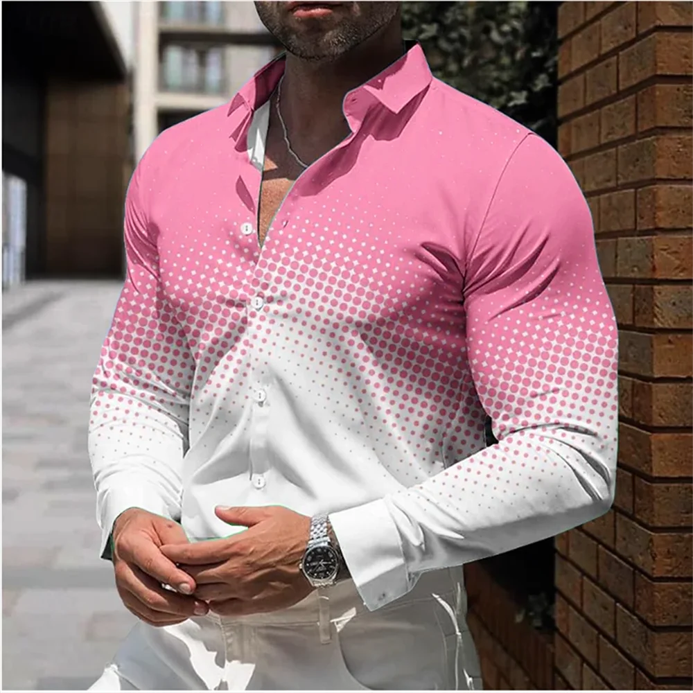 

Men's Business Casual Shirt Fashion New Style 20 Colors Polka Dot Printed Shirt Social Party Comfortable Long Sleeve Shirt