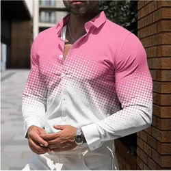 Men's Business Casual Shirt Fashion New Style 20 Colors Polka Dot Printed Shirt Social Party Comfortable Long Sleeve Shirt