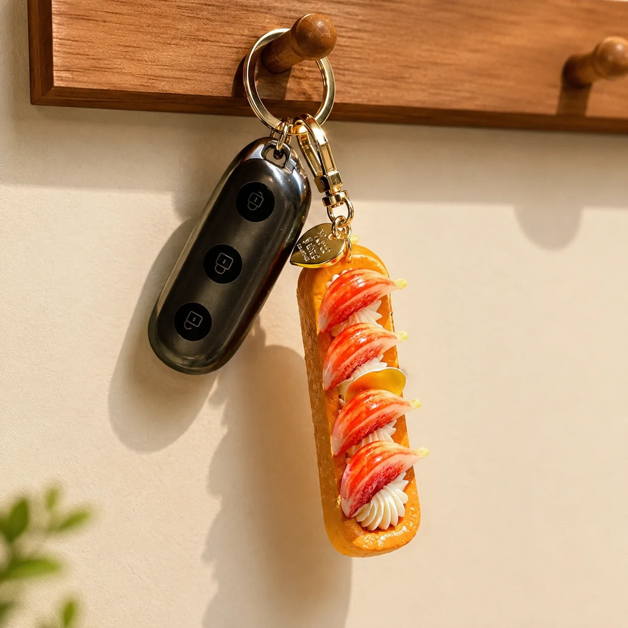 Slow Rebound Simulated Squeeze Bread Keychain Simulated Fruit Filling Squishy Texture Simulation Bread Key Ring Elastic PU