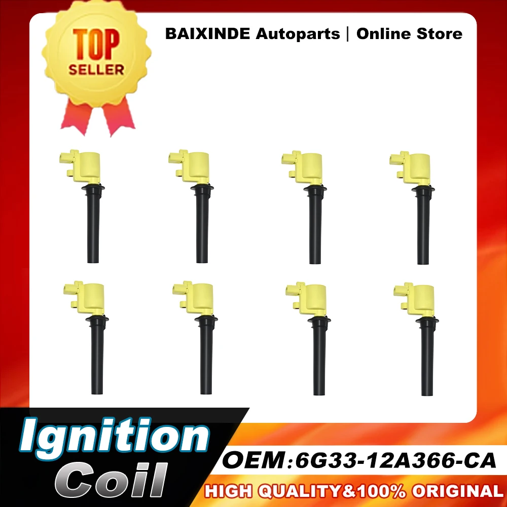 1/8 PCS Yellow OEM 6G33-12A366-CA 6G3312A366AA Ignition Coil For ASTON MARTIN VANTAGE V8  Auto Car Accessories