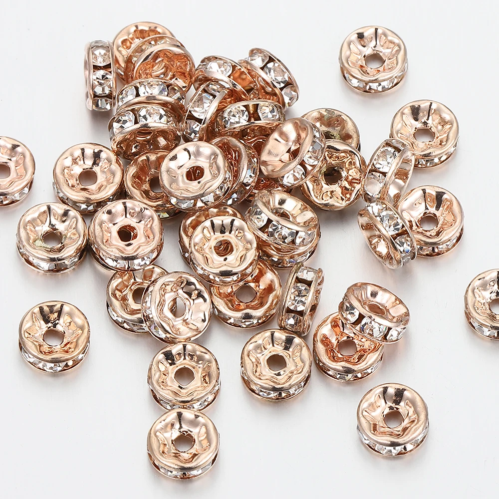 100 Stück 4/6/8/10 mm Strass Rondellen Spacer Tschechische Kristallperlen für DIY Schmuckherstellung Armband Halskette Perlenzubehör
