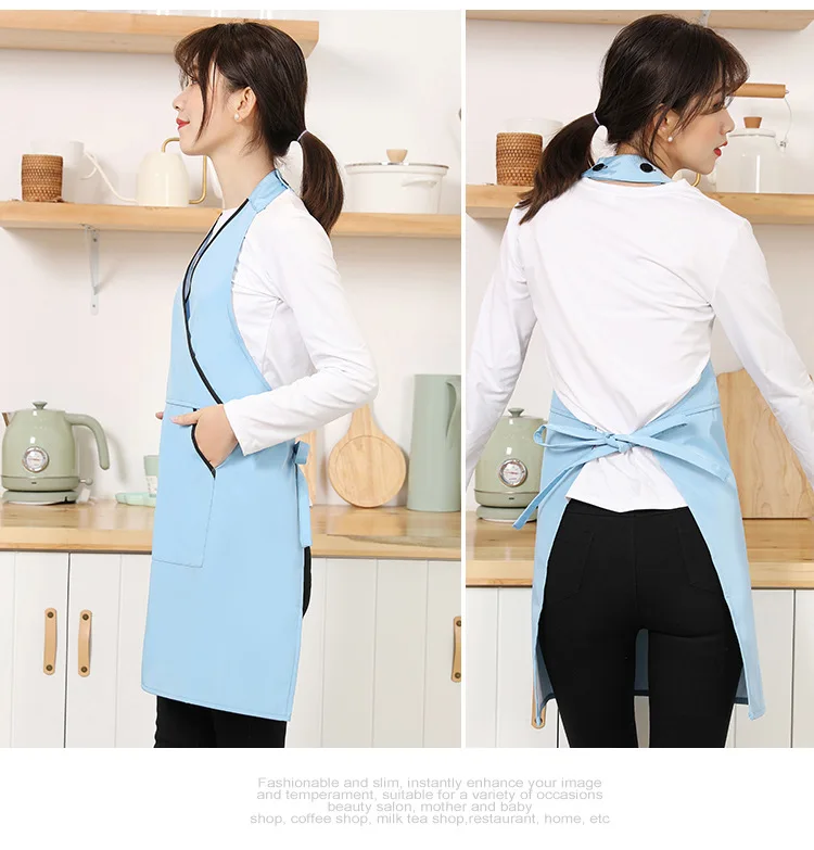 Factory Sale Fashion Kitchen Apron Beauty Salon Coffee Shop Attendant Work Kitchen Accessories Apron Custom Logo Color Wholesale