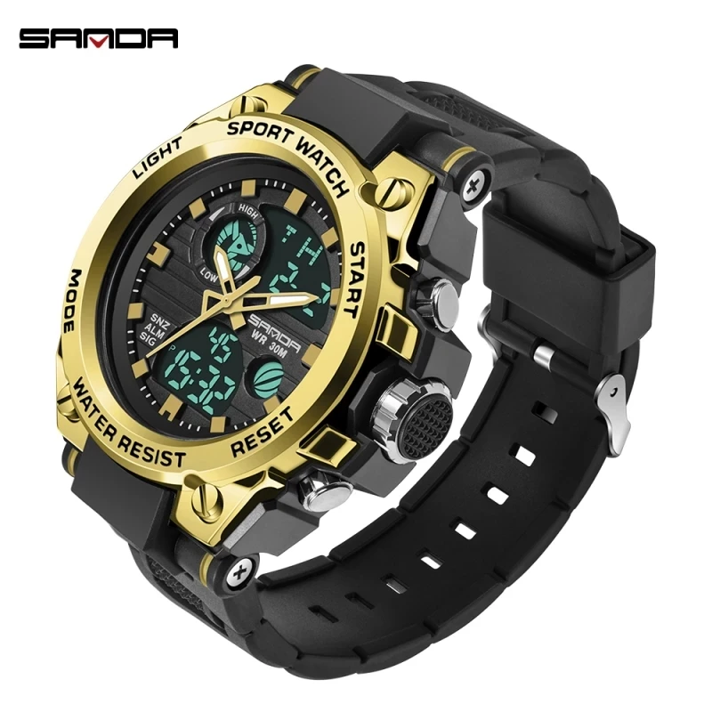 Sanda 2023 Sport Militaire Herenhorloges Waterdicht Quartz Horloge Heren Polshorloge Voor Mannelijke Klok Relogios Masculino