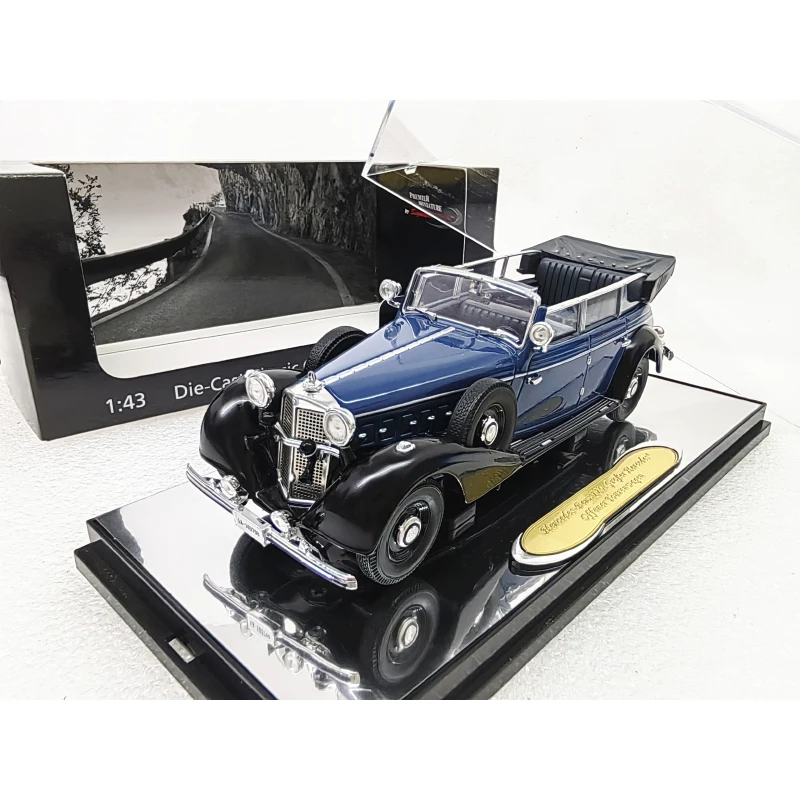 Open-top Alloy Diecast Model Car para meninos, brinquedos de coleção de carros clássicos, caixa original acrílica, Mercedes 770K, tamanho 1:43