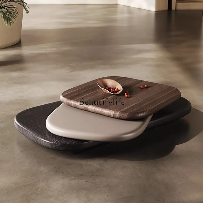 

Italian light luxury rotating special-shaped coffee table premium Italian solid wood coffee table