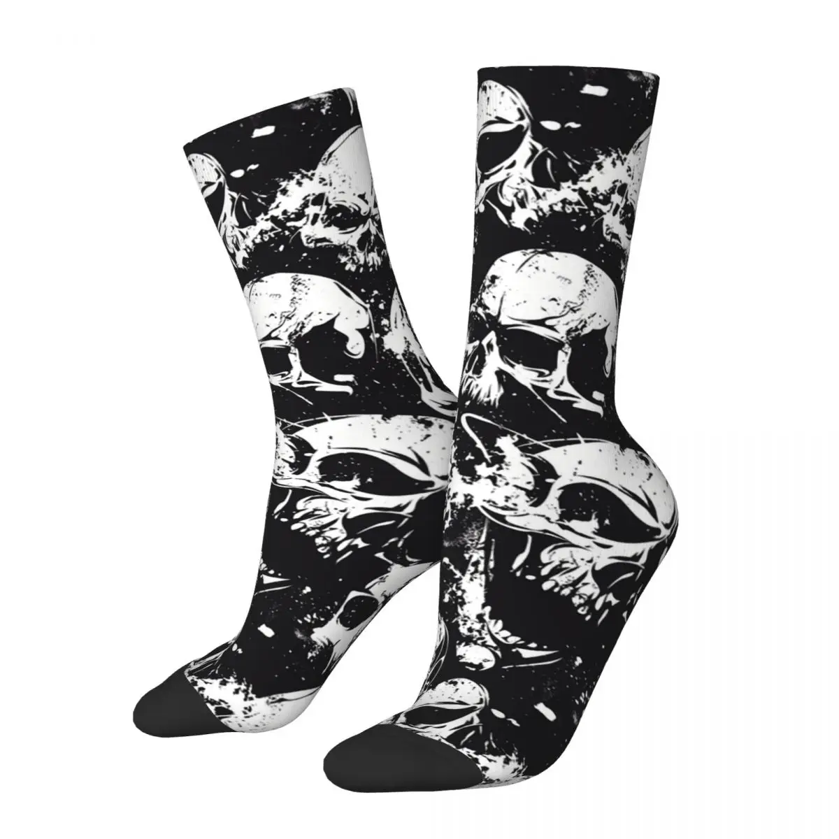 Hip Hop Retro Crying Crazy Men\'s Socks Unisex Skull Beanie Harajuku Seamless Printed Funny Novelty Happy Crew Sock Boys Gift