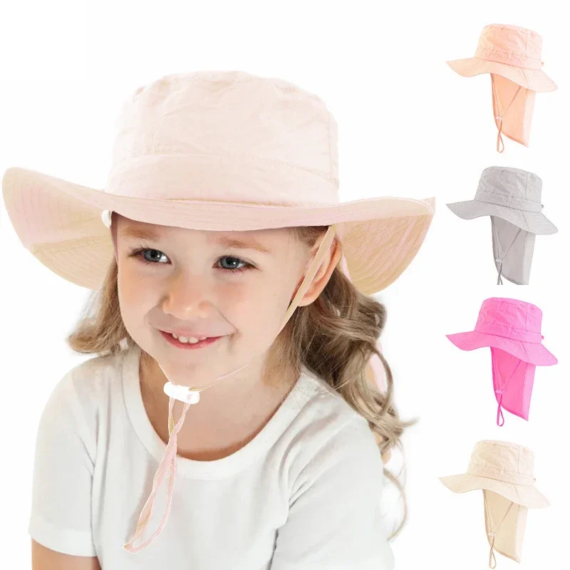 

Children Sun Hat Summer Kids Outdoor Neck Ear Cover Anti UV Protection Beach Caps Kids Boy Girl Travel Flap Cap for Children