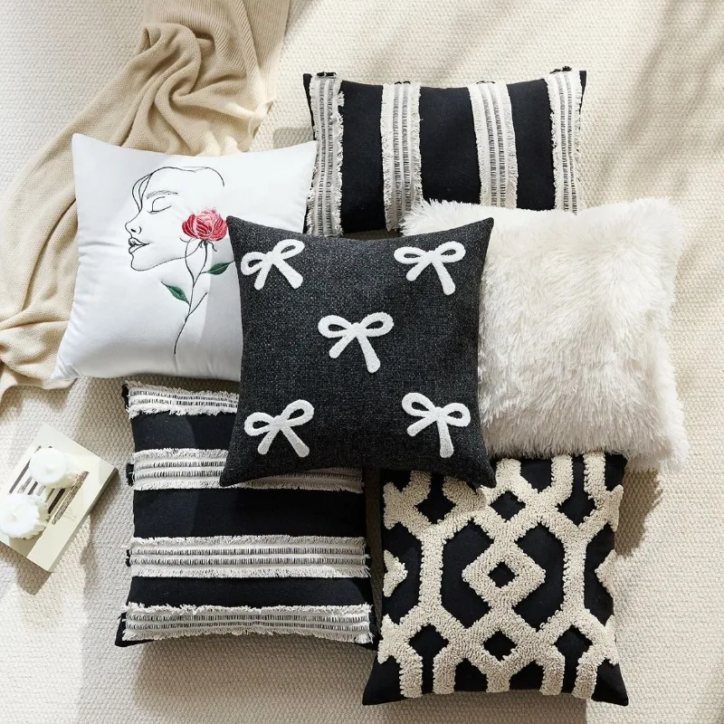 

Black and white fashionable luxury cushion cover