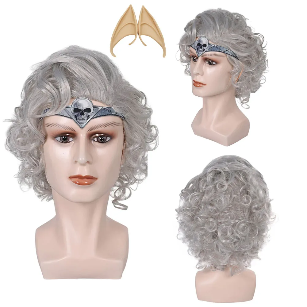 Astarion Cosplay Men Wig Headwear Ears Game Baldur Cosplay Gate Hair Disguise Boys Adult Male Halloween Roleplay Fantasia Suit