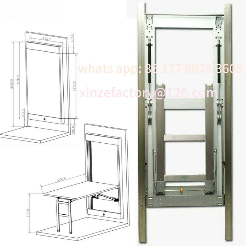 آلية أجهزة طاولة طعام قابلة للطي مخفية قابلة للتخصيص، محول حديث متعدد الوظائف 2 في 1 سحب قابل للتحويل