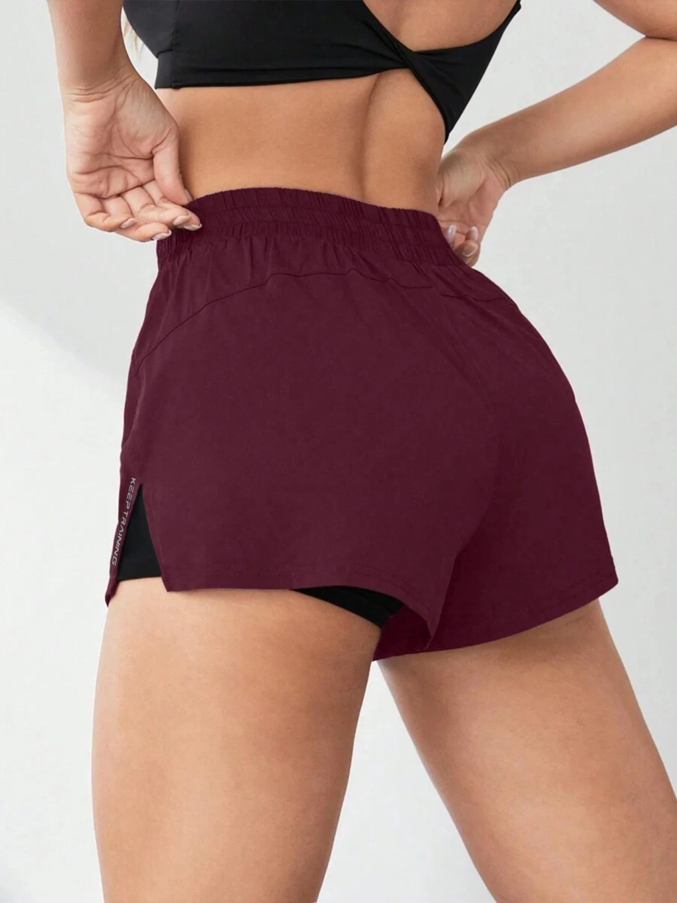 2026 Neuer Stil Faux-Zweiteiler Anti-Exposure Yoga-Shorts Sportshorts Lauf-Fitness-Tennis-Freizeit-Basic-Sporthose für Damen – Detail 19
