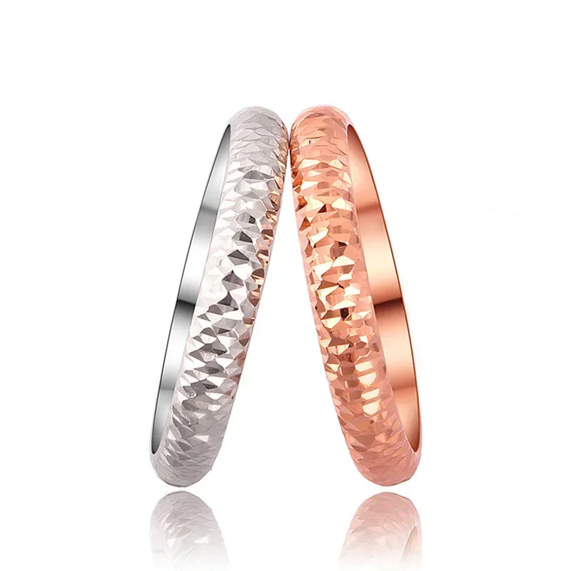 18k Pure Gold Ring Rose White Unisex Men Women Lover Wedding Engagement Fine Jewelry Girl Miss Gift 2023  Hot Sale drop shipping
