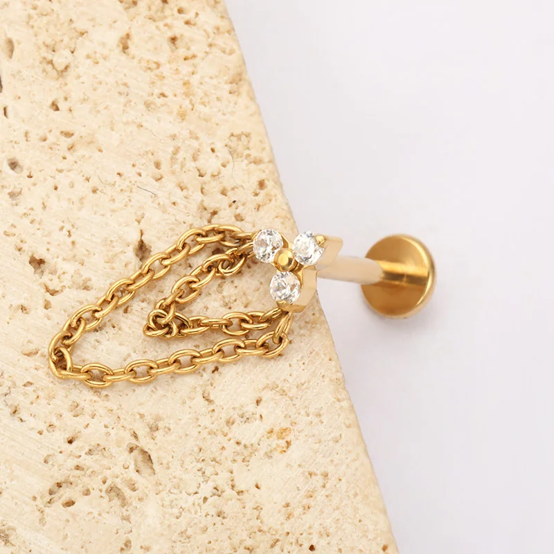 ASTM التيتانيوم الثالوث سلسلة قلادة ثقب Labret مختبر مسمار الزنمة الأذن مربط الزركون الغضروف اللولب ميدوسا مونرو مجوهرات للجسم