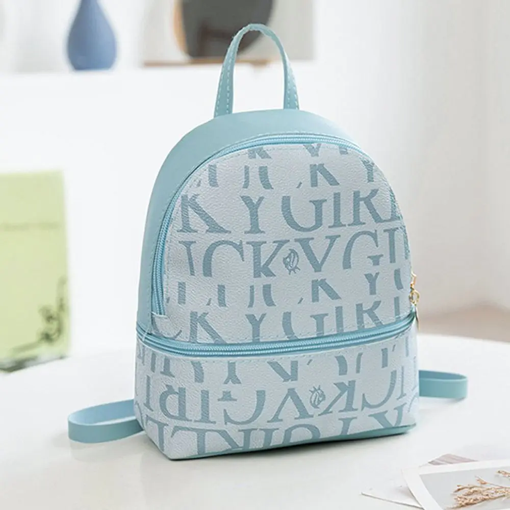 Cute PU Leather Small Backpack Letter Printed Multi-purpose Sling Bags Daily Purse Women Ladies