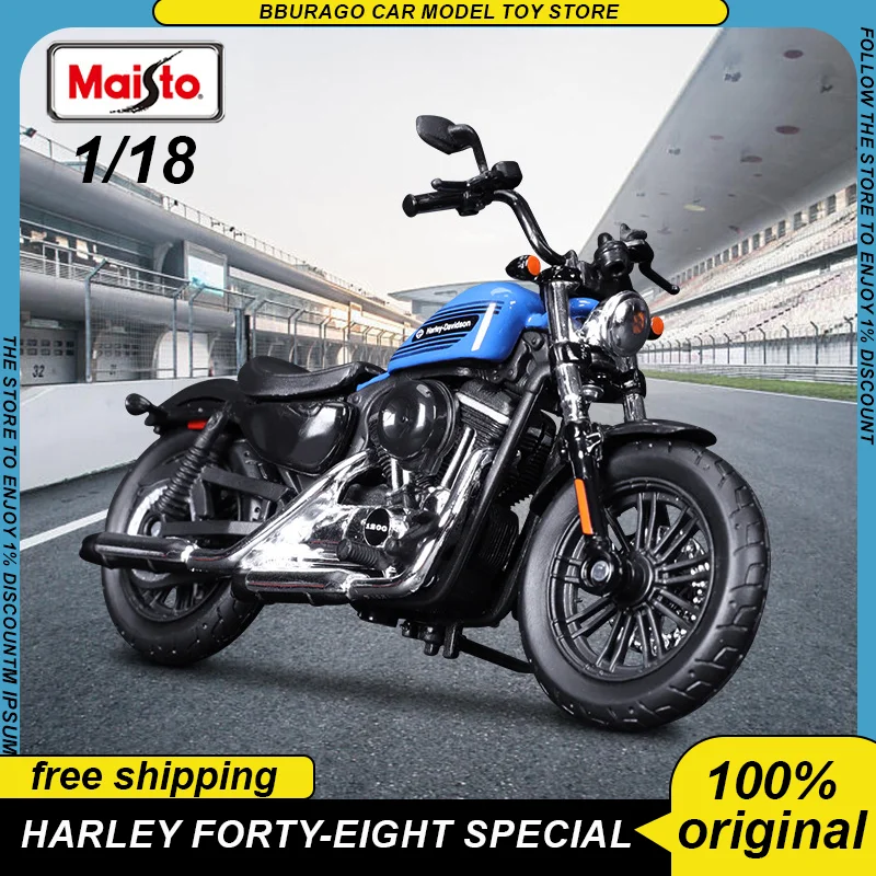 

Bburago 1:18 2022 Harley Fat Bob114 Sportster Lron883 Motorcycle Diecast Model Edition Alloy Luxury Vehicle Toys Collection Gift