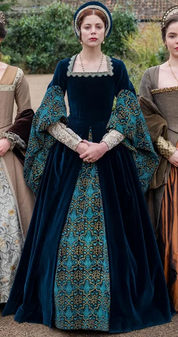 TV The Spanish Princess Anne Boleyn Cosplay Costume Ball Gown Tudor Queen Anne Boleyn Costume Velvet Dress Custom Made