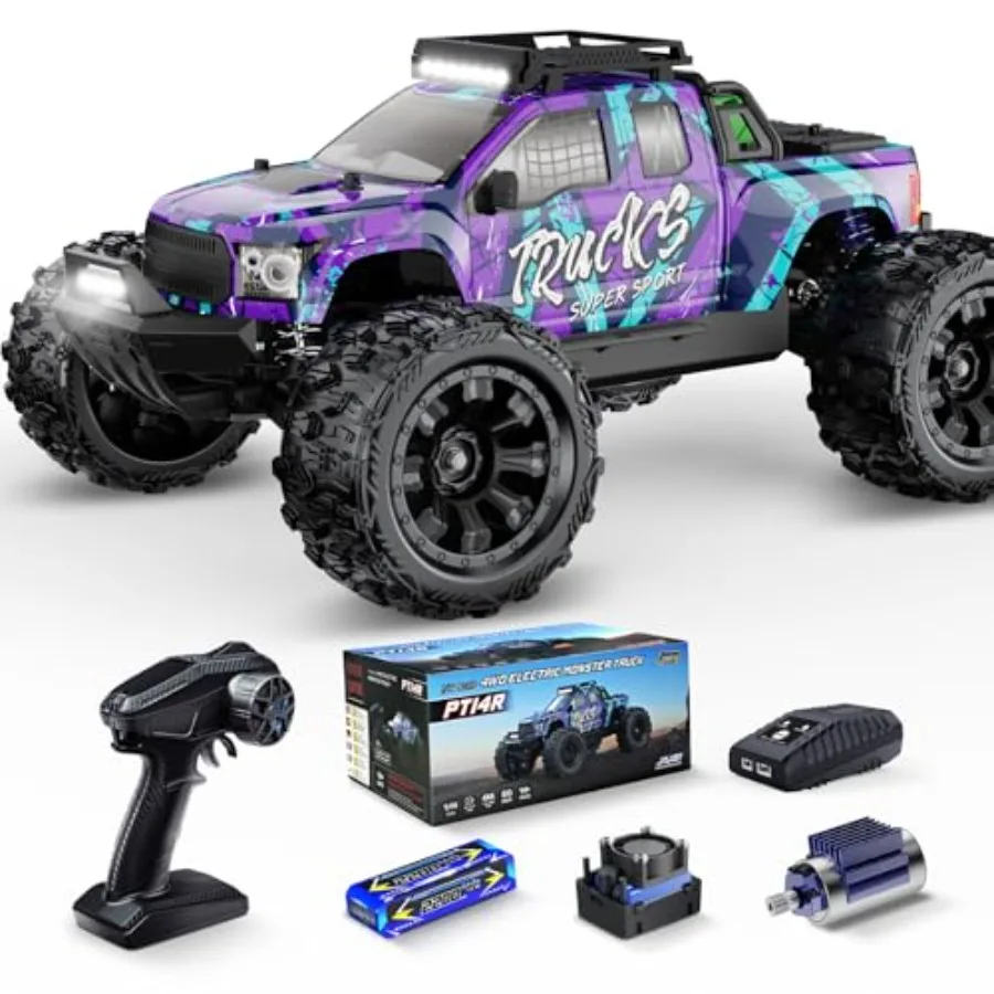 

Fast 50mph 4X4 Brushless RC Truck Electric Off-Road Monster Truck with 3S Lipo Battery Waterproof Remote Control Car 25W Fast C