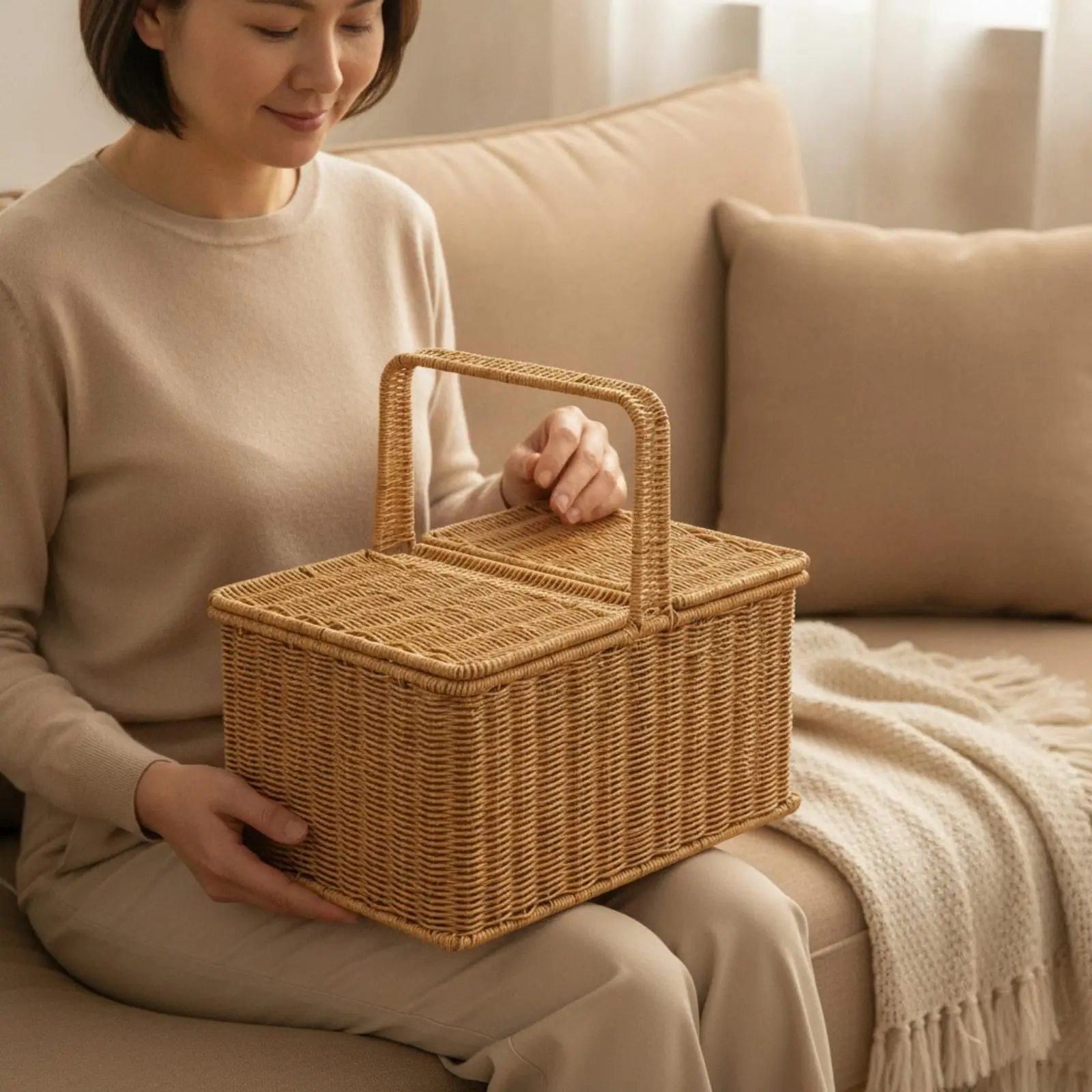 divided-lid-woven-basket-with-carrying-handle-versatile-rectangular-picnic-basket-with-hinged-lid-portable-for-outdoor