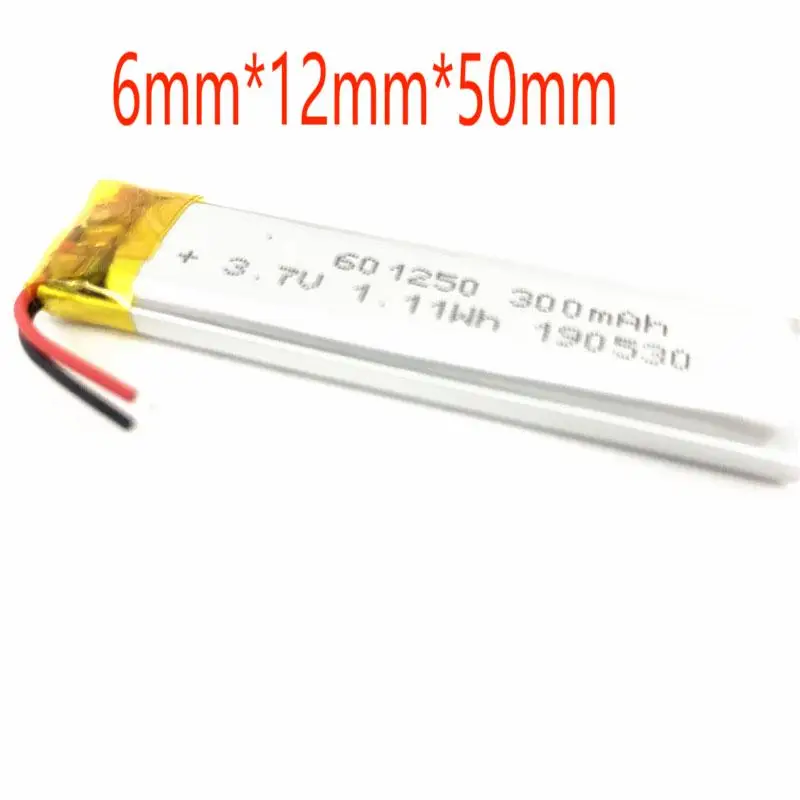 2/5/10/20 Pcs 3.7V 300mAh 601250 Lithium Polymer Ion Battery 2.0mm JST Connector