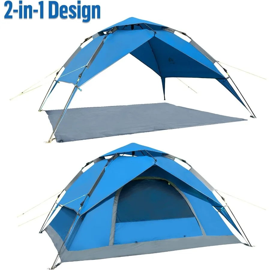 خيام منبثقة فورية 23 شخصًا مع قماش القنب ببصمة القدم، خيمة تخييم سهلة الإعداد مع طبقات مزدوجة المطر مقاومة للماء أوتوماتيكية هيدر