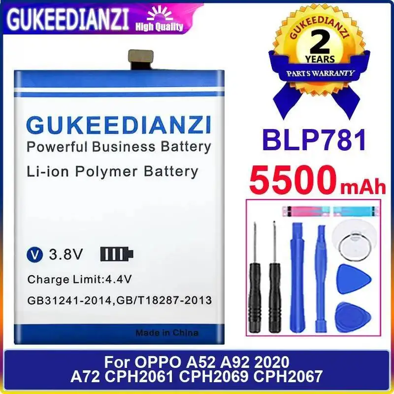 

For Oppo A52 A92 2020 A72 CPH2061 CPH2069 CPH2067 BLP781 Mobile Phone Battery 5500Mah Safe