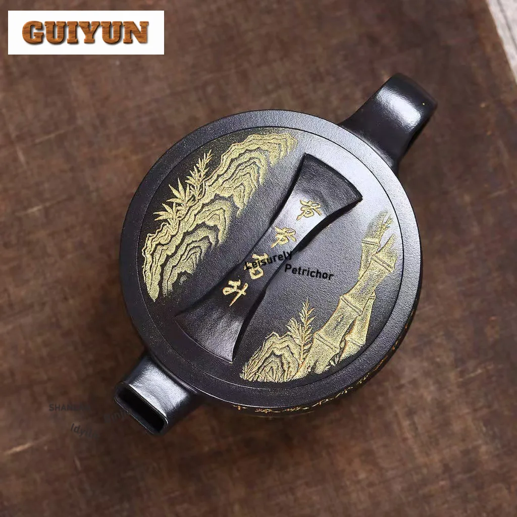 280 مللي أصيلة ييشينغ الأرجواني الطين أباريق الشاي اليدوية عيار كبير وعاء الخام الخام حجر الطين الأصفر غلاية مع Infuser Zisha طقم شاي #4