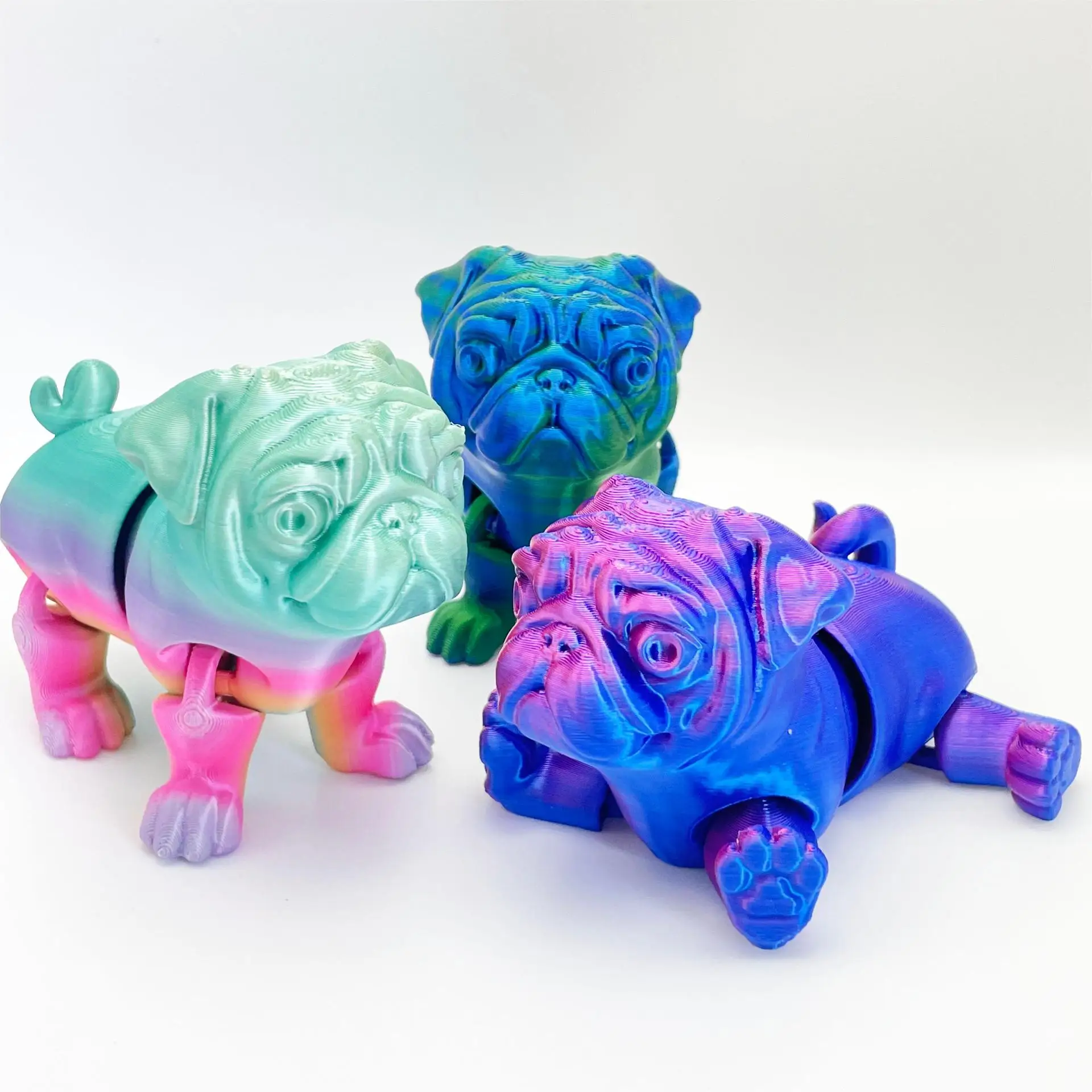 3D Printed Puppy and Lapdog Integrated Joint Movable Creative Model Toy Figurine Figurine