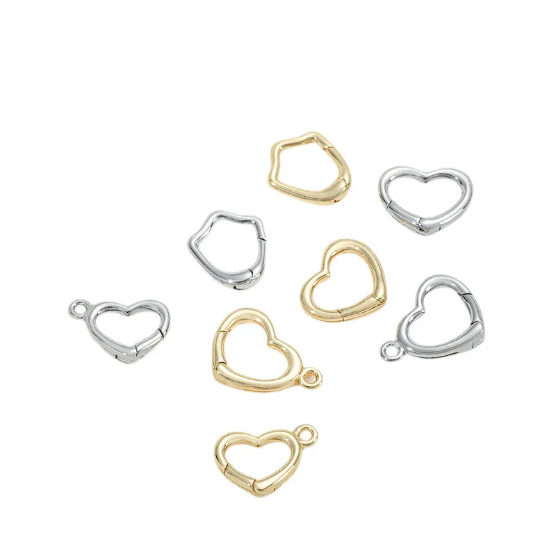 14K Copper Gold Heart Buckle Love-shaped Spring Special-shaped Lobster Buckle DIY Jewelry Connecting Buckle Accessories