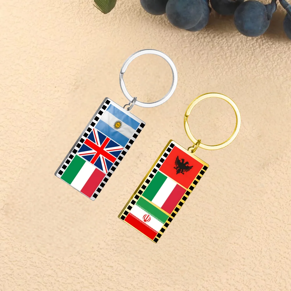 

Персонализированный цветовой флаг с несколькими странными страницами, брелок для ключей с фотографией для женщин и мужчин, персонализированный брелок с гравировкой текста, национальный флаг, подарки