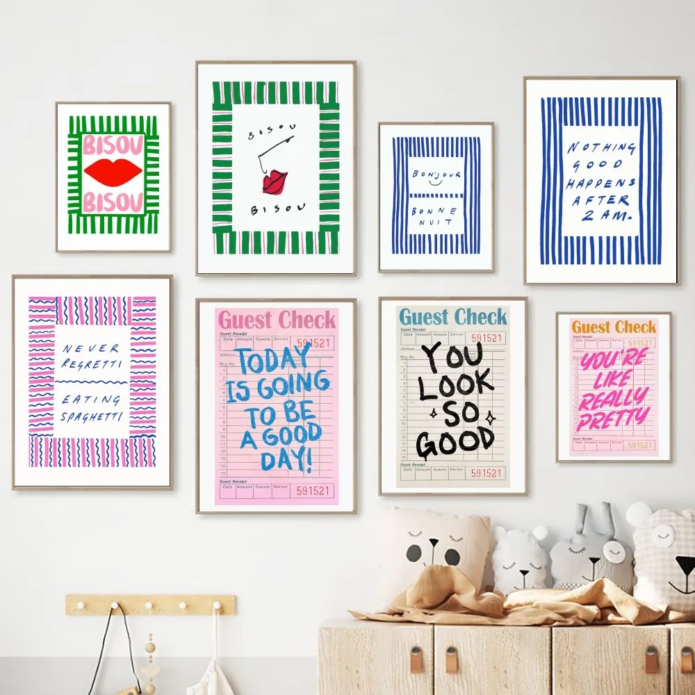 Maximalist Sunshine More Amor Por Favor Eclectic Blue Love Quote carteles papel Kraft Vintage pared arte pintura estudio estético