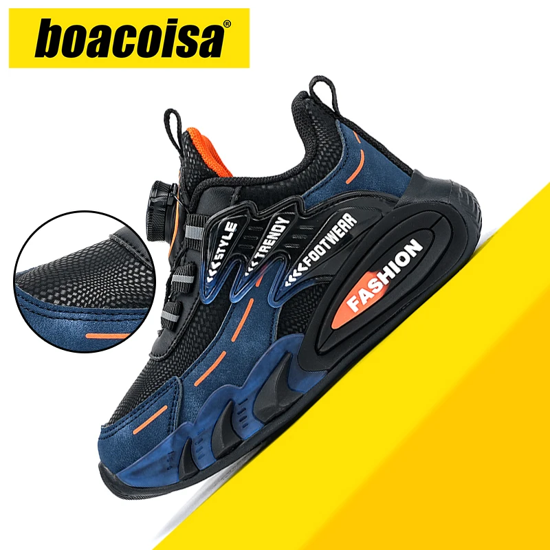 

Кожаные детские кроссовки для мальчиков, спортивная дышащая противоскользящая уличная прогулочная детская повседневная обувь на плоской подошве, boacoisa