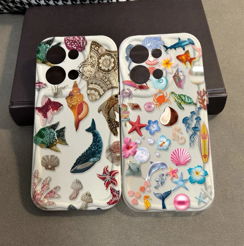 Ocean Life Floral Pattern CaseFor Samsung Galaxy S26 Ultra S25 S24 Plus S26FE A17 A06 A07 A16 A56 M16 A36 A55 A15 Silicone Cover