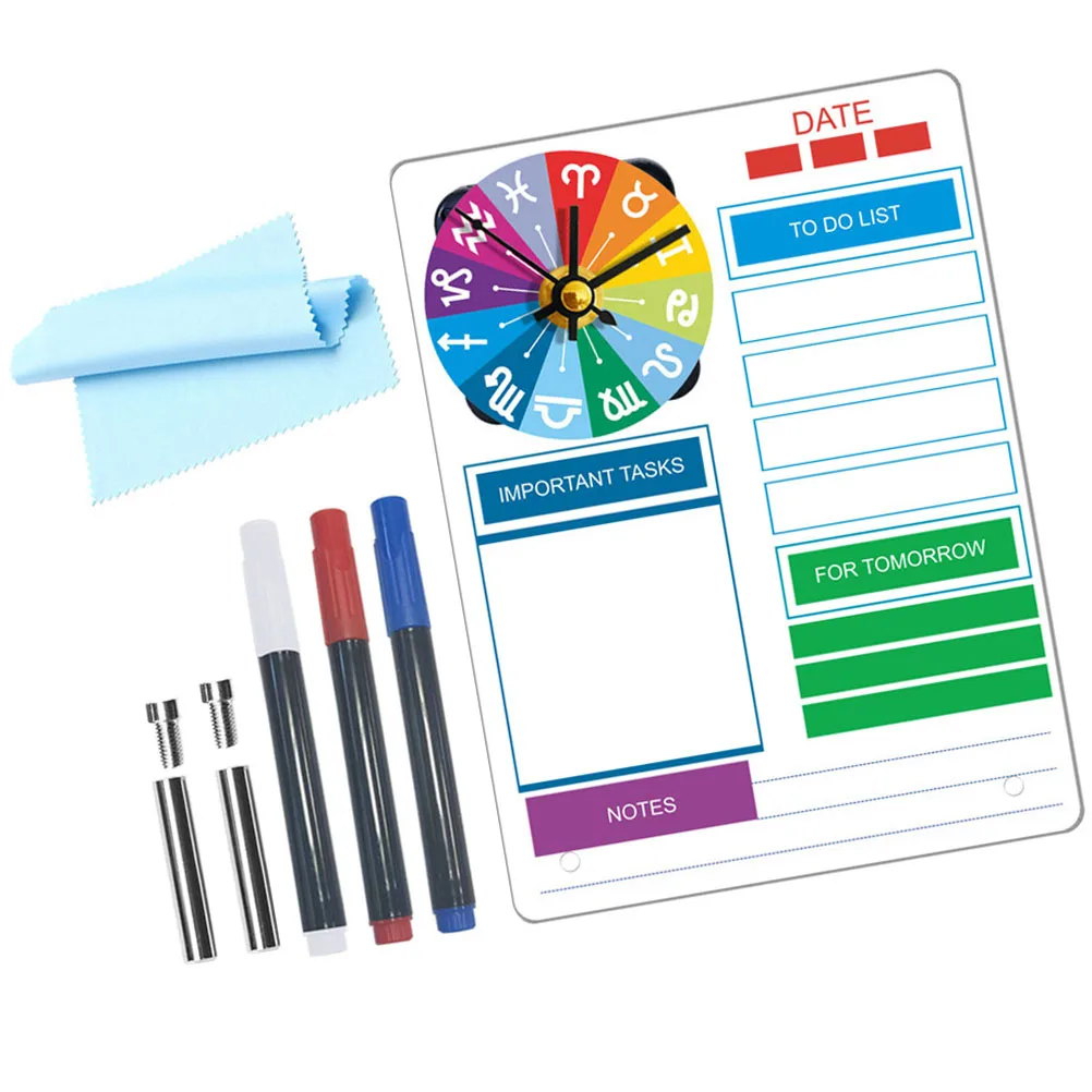 مجموعة واحدة من لوحة قائمة المهام بمسح جاف من الأكريليك مع لوحة كتابة مذكرة سطح المكتب على مدار الساعة ومنظم جدول واضح للمكتب #4