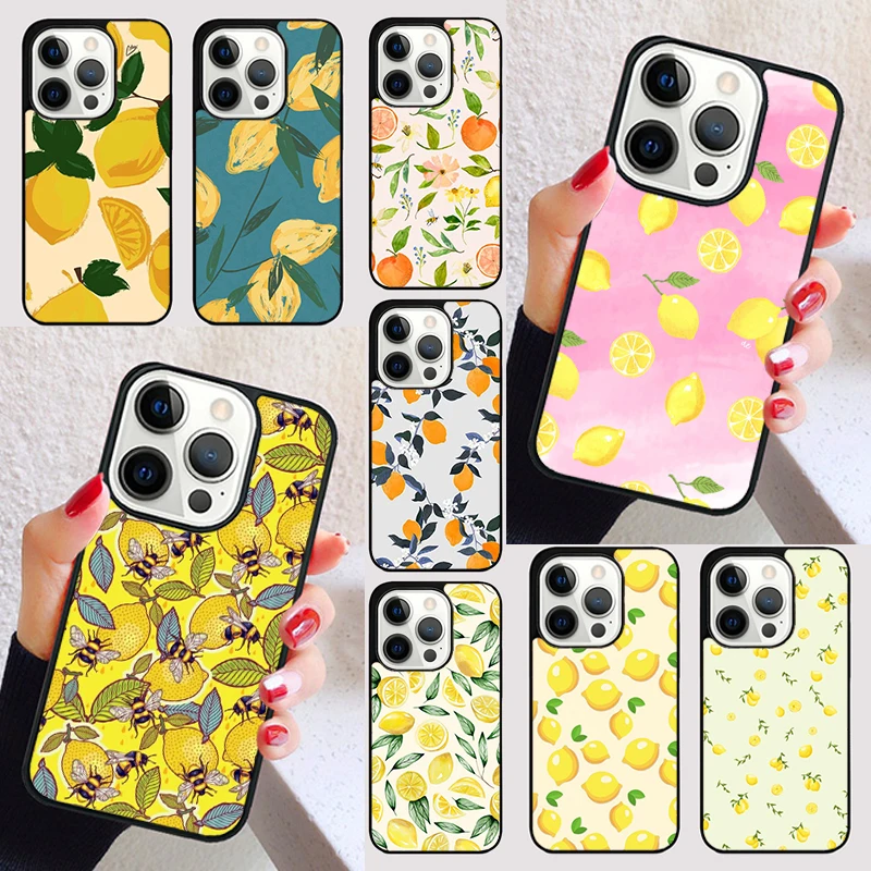 Summer Lemon and Leaf cover For iPhone 15 16 13 12 11 14 Pro Max Mini Max SE 2020 7 8 6S Plus Phone Case