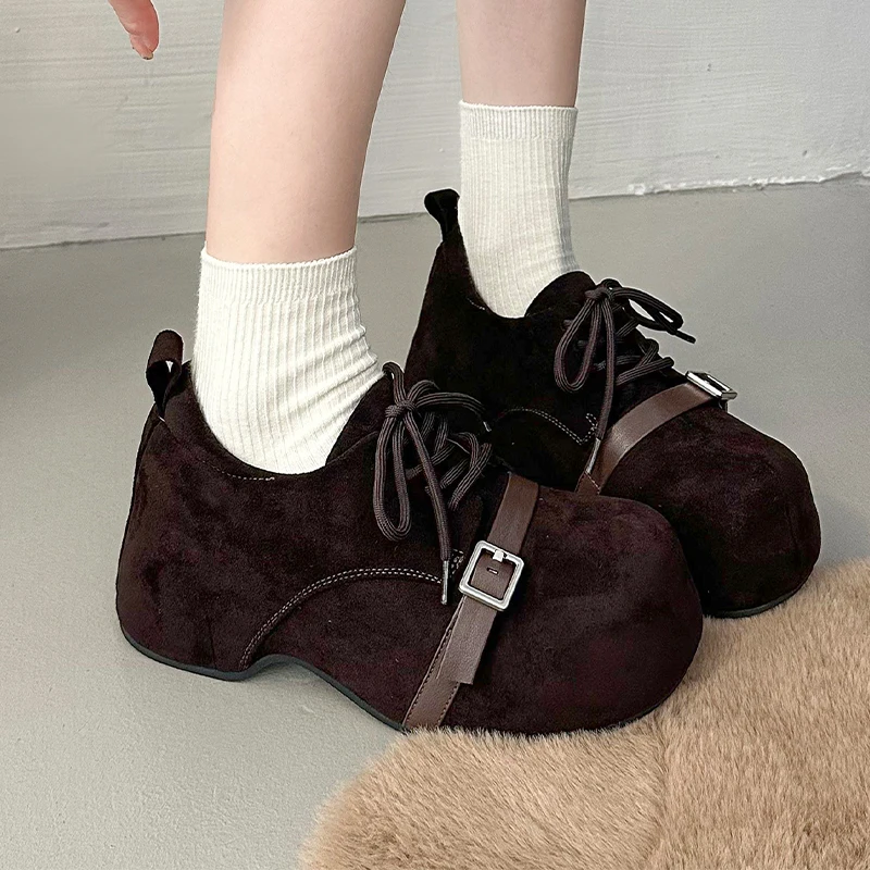 

High Heels Women's Shoes Platform Suede Casual Sport Shoes Fashion Dress Woman Sneakers 2025 Autumn Designer Zapatillas De Mujer
