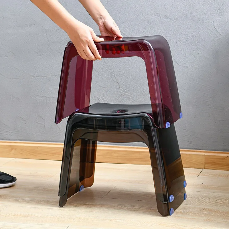 PET Material Thickened Stackable Crystal Stool Simple Modern Dining Stool for Household Daily Use