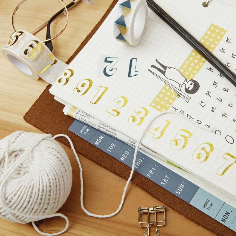 Custom Multifunctional Digital Tape Journal Album Diary Decoration Label Stickers Collage Gold Foil Washi Tape